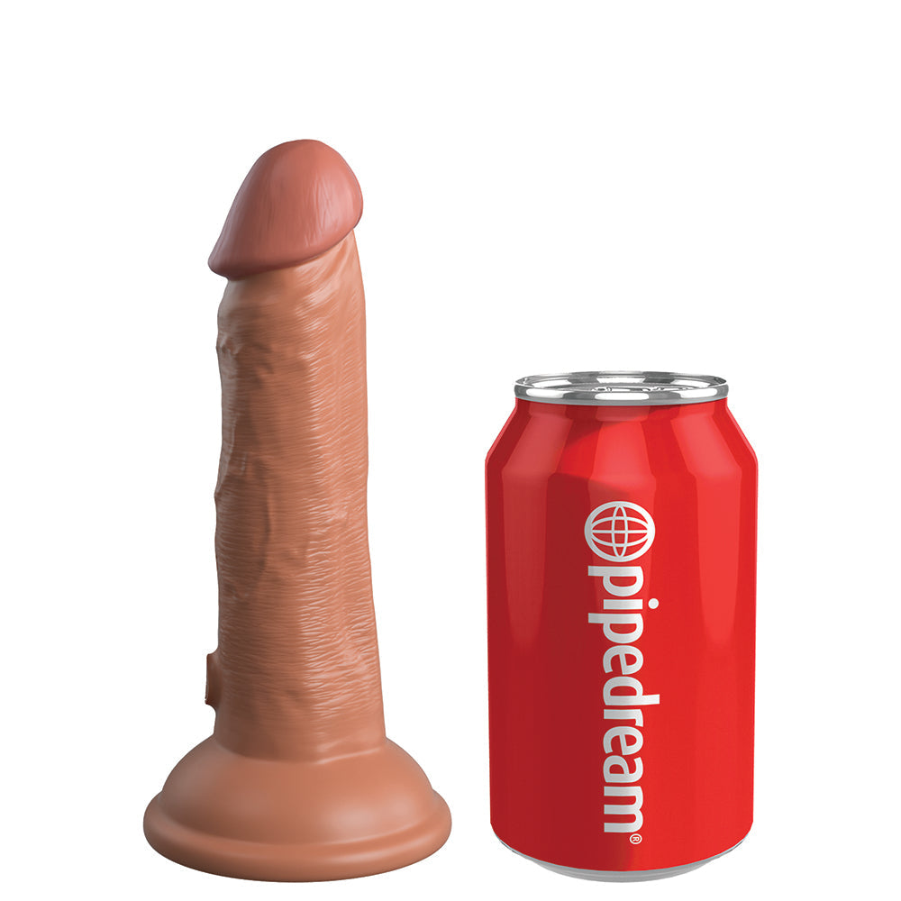 Pipedream King Cock Elite 6 in. Vibrating Dual Density Silicone Cock Rechargeable Realistic Dildo With Suction Cup Tan
