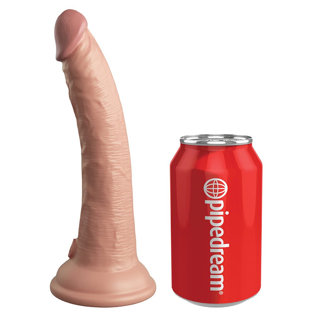 Pipedream King Cock Elite 7 in. Vibrating Dual Density Silicone Cock Rechargeable Remote-Controlled Realistic Dildo With Suction Cup Beige