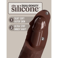 Pipedream King Cock Elite 7 in. Vibrating Dual Density Silicone Cock Rechargeable Remote-Controlled Realistic Dildo With Suction Cup Brown