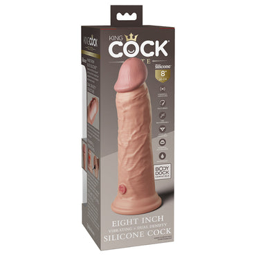 Pipedream King Cock Elite 8 in. Vibrating Dual Density Silicone Cock Rechargeable Realistic Dildo With Suction Cup Beige