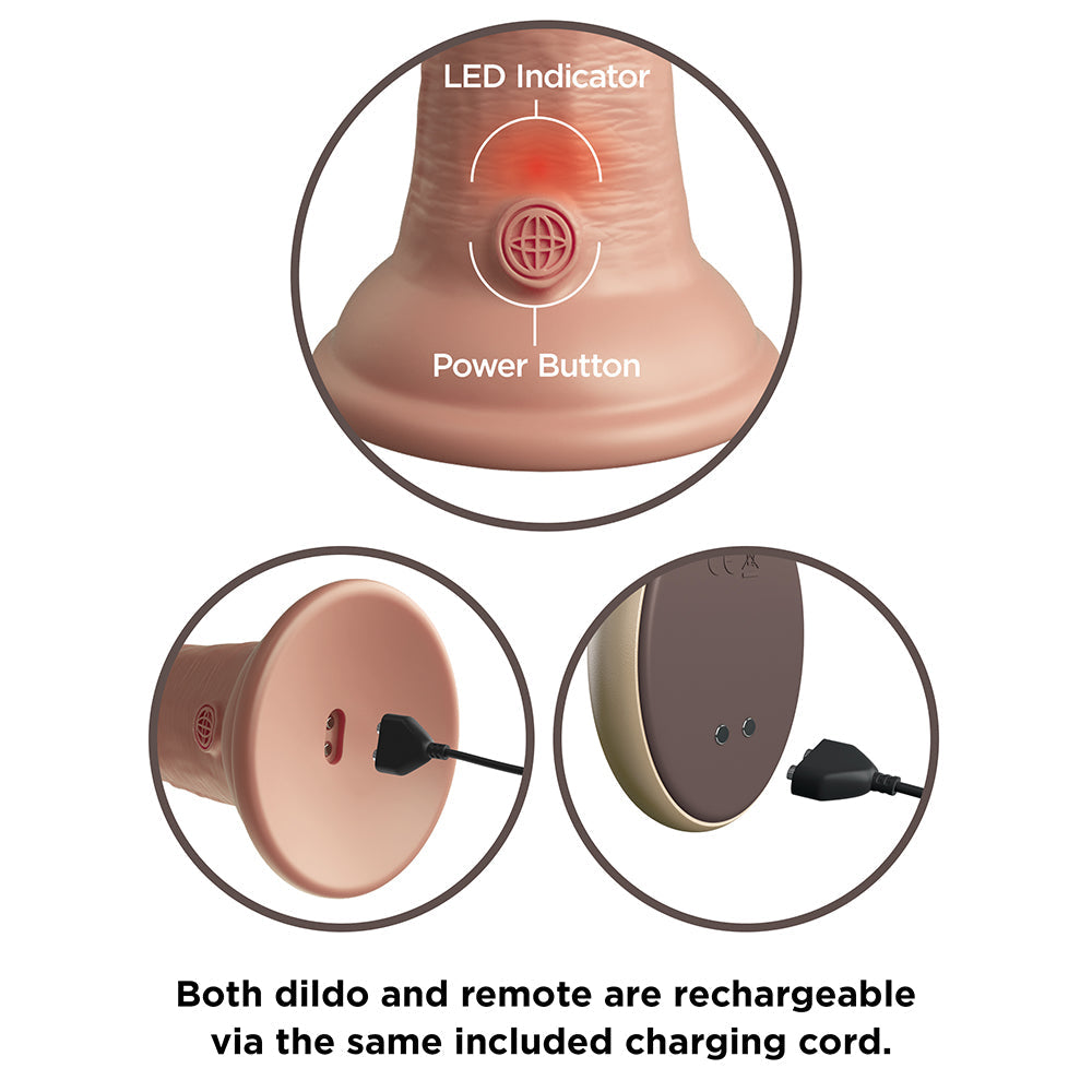 Pipedream King Cock Elite 9 in. Vibrating Dual Density Silicone Cock Rechargeable Remote-Controlled Realistic Dildo With Suction Cup Beige