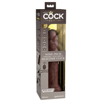 Pipedream King Cock Elite 9 in. Vibrating Dual Density Silicone Cock Rechargeable Remote-Controlled Realistic Dildo With Suction Cup Brown