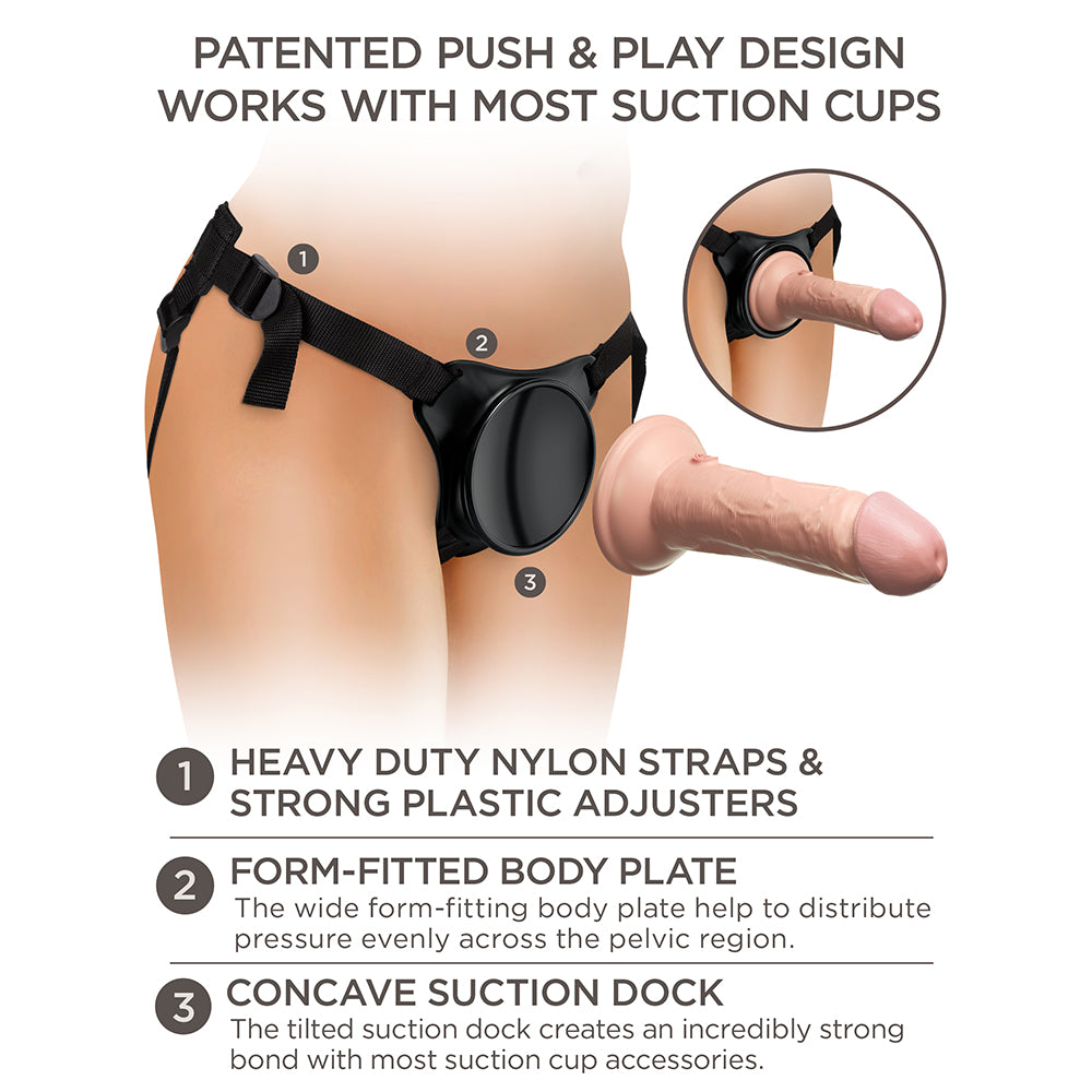 Pipedream King Cock Elite Beginner's Silicone Body Dock Kit With 6 in. Realistic Suction Cup Dildo Beige/Black