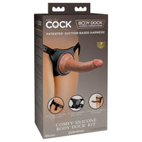 Pipedream King Cock Elite Comfy Silicone Body Dock Kit With 7 in. Realistic Suction Cup Dildo Tan/Black