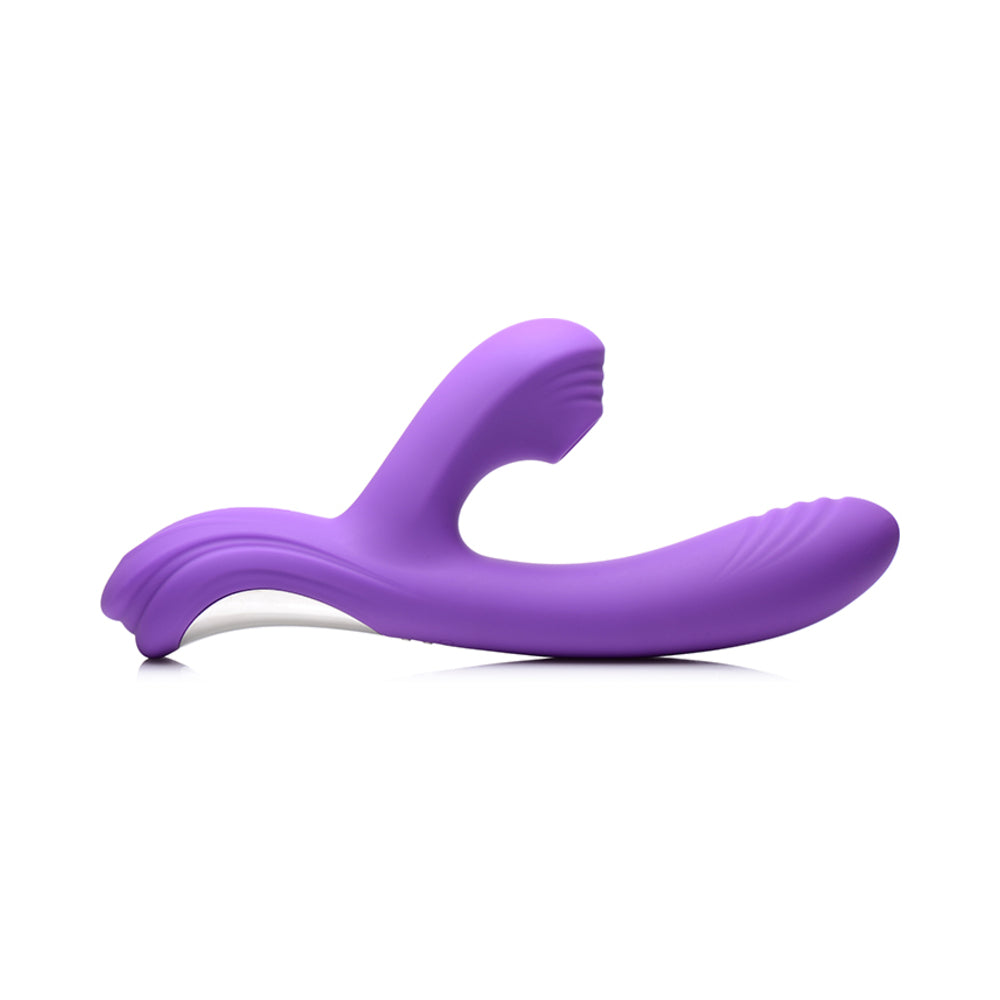 Curve Toys Power Bunny Shivers Rechargeable Silicone Suction Dual Stimulation Vibrator Purple