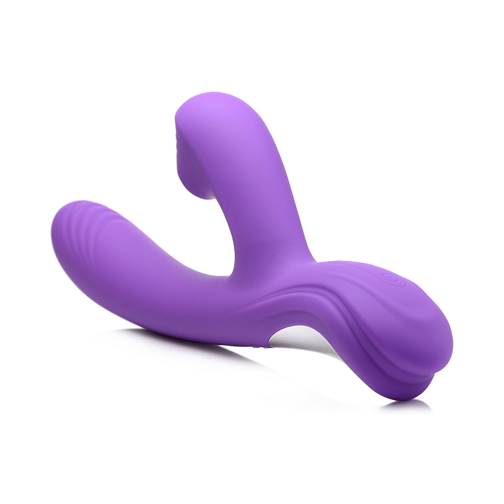 Curve Toys Power Bunny Shivers Rechargeable Silicone Suction Dual Stimulation Vibrator Purple