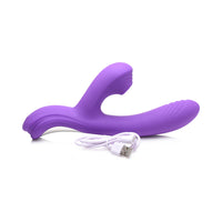 Curve Toys Power Bunny Shivers Rechargeable Silicone Suction Dual Stimulation Vibrator Purple