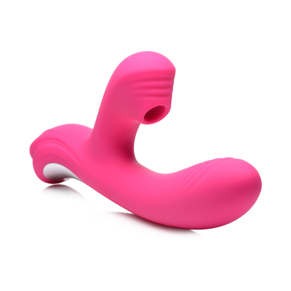 Curve Toys Power Bunny Shudders Rechargeable Silicone Suction Dual Stimulation Vibrator Pink