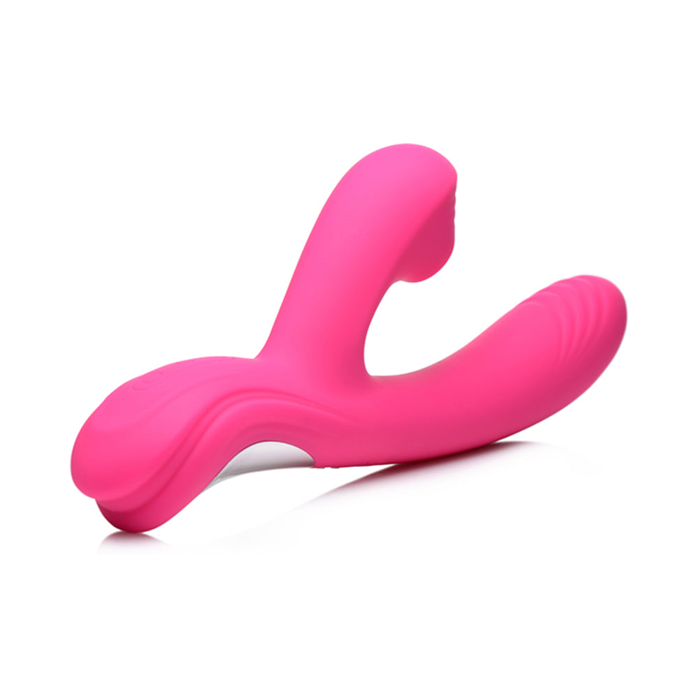 Curve Toys Power Bunny Shudders Rechargeable Silicone Suction Dual Stimulation Vibrator Pink