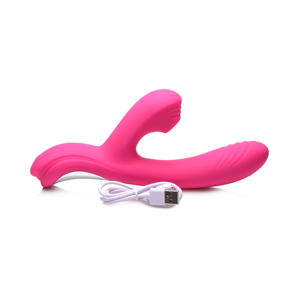 Curve Toys Power Bunny Shudders Rechargeable Silicone Suction Dual Stimulation Vibrator Pink