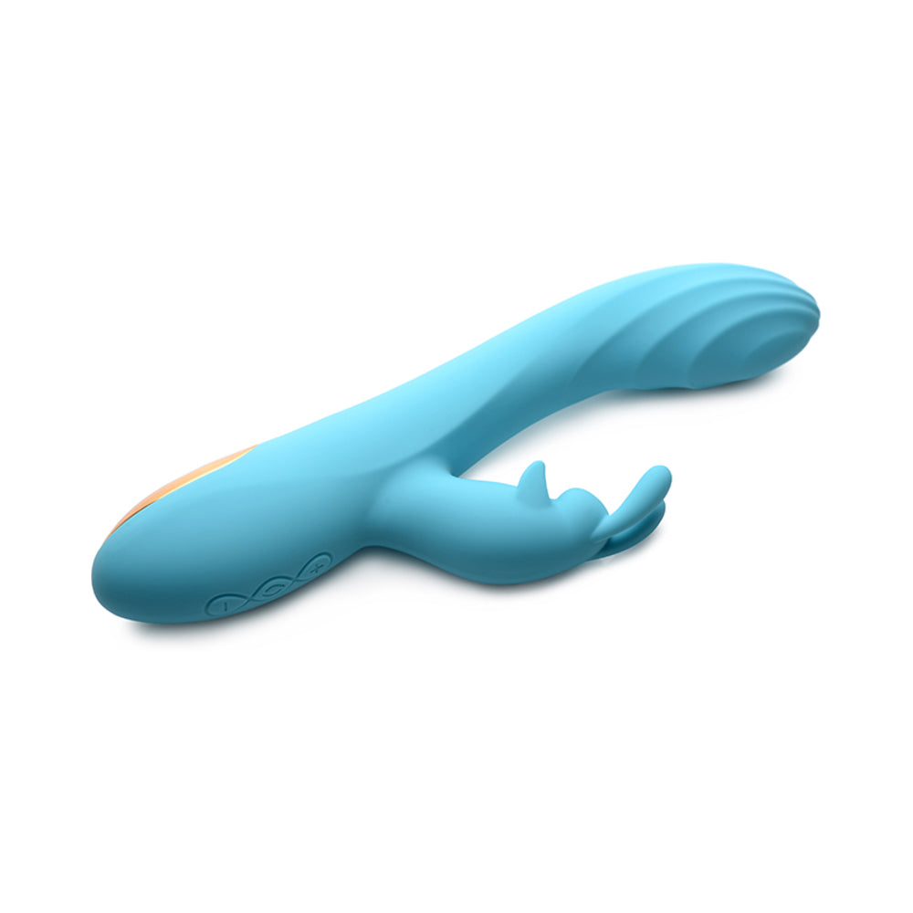 Curve Toys Power Bunny Snuggles Rechargeable Silicone Rabbit Vibrator Teal