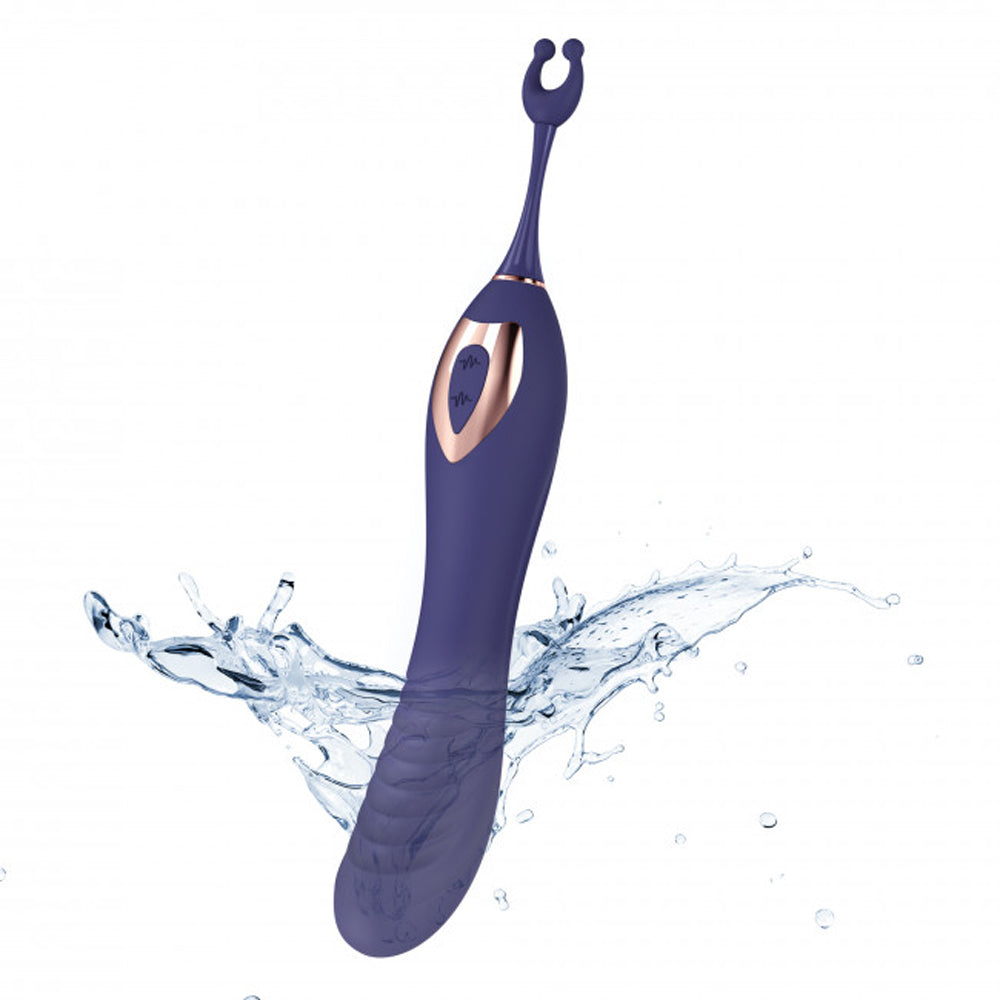 Love to Love O Mega Silicone Multi-Function Vibrator and Clitoral Stimulator Midnight Indigo