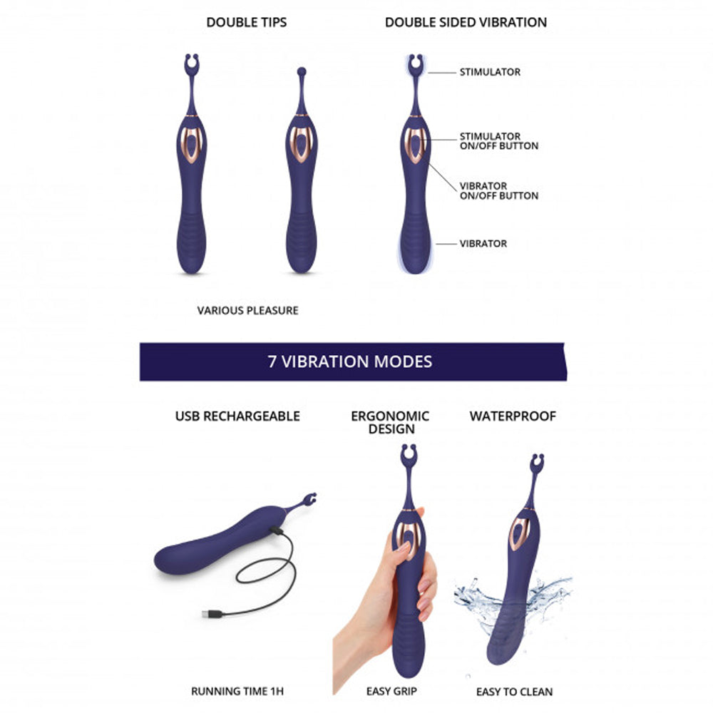 Love to Love O Mega Silicone Multi-Function Vibrator and Clitoral Stimulator Midnight Indigo