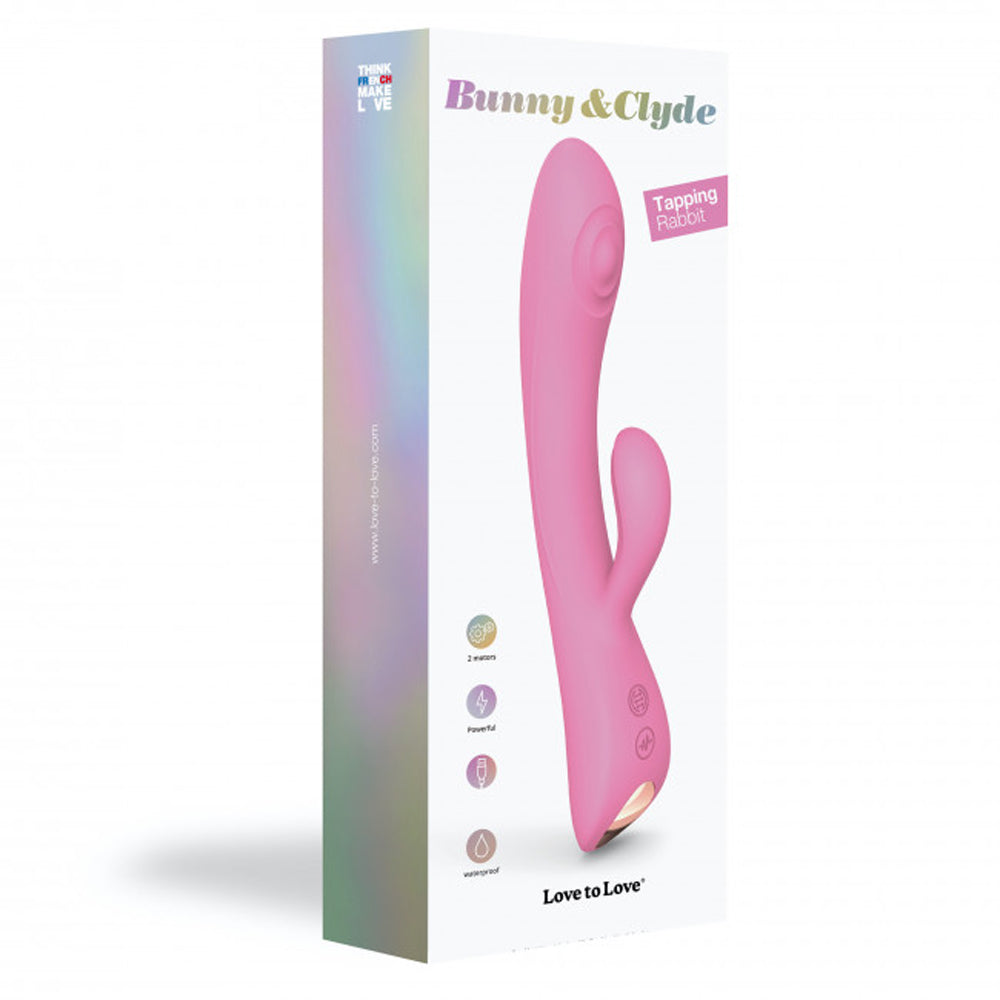 Love to Love Bunny & Clyde Rechargeable Tapping Rabbit Silicone Vibrator Pink Passion