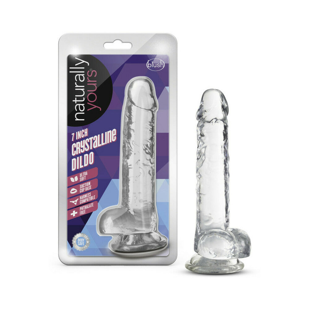 Blush Naturally Yours Crystalline 7 in. Dildo with Balls & Suction Cup Diamond