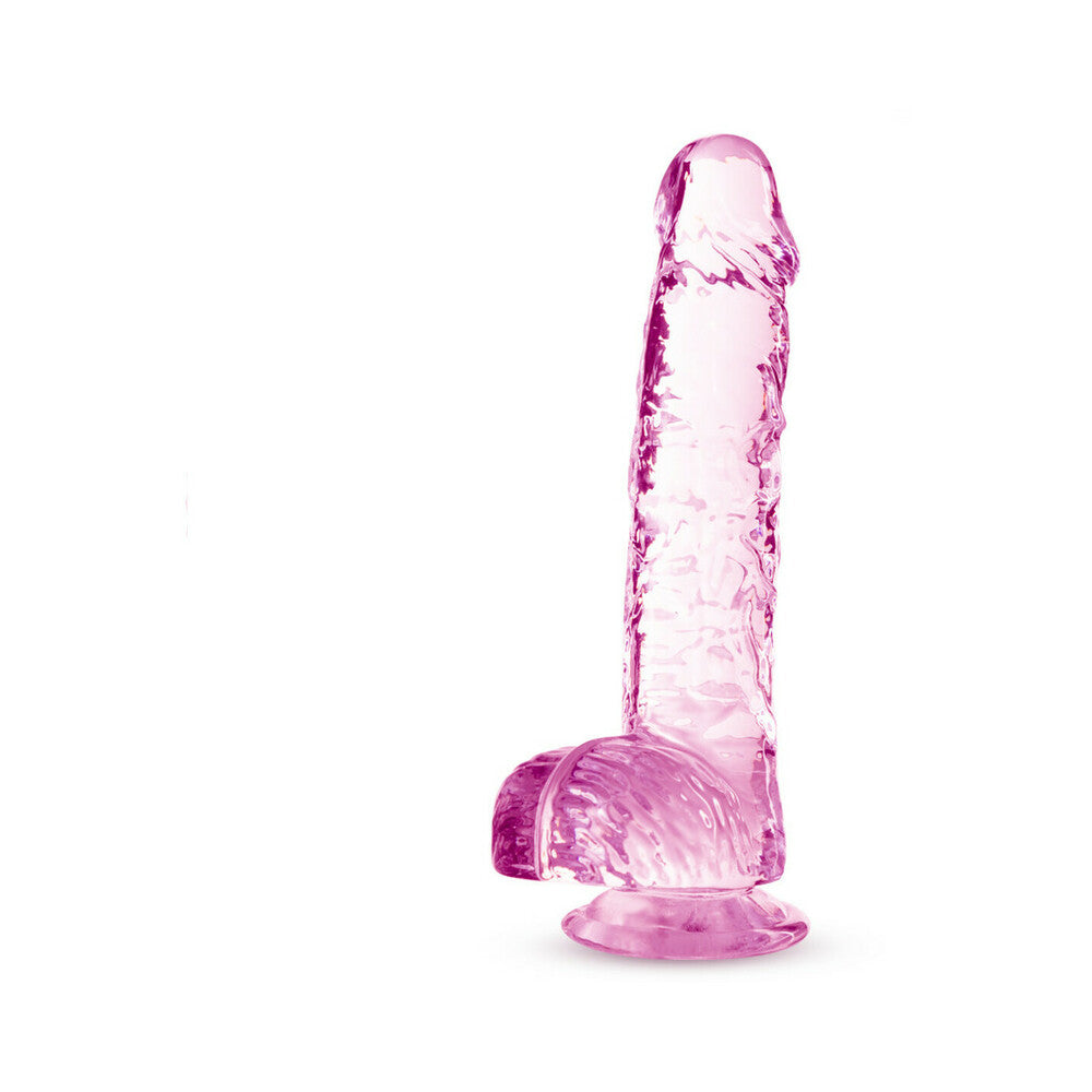 Blush Naturally Yours Crystalline 6 in. Dildo with Balls & Suction Cup Rose