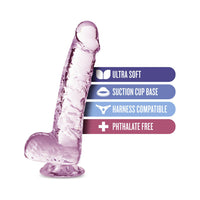 Blush Naturally Yours Crystalline 6 in. Dildo with Balls & Suction Cup Rose