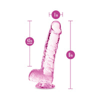 Blush Naturally Yours Crystalline 6 in. Dildo with Balls & Suction Cup Rose