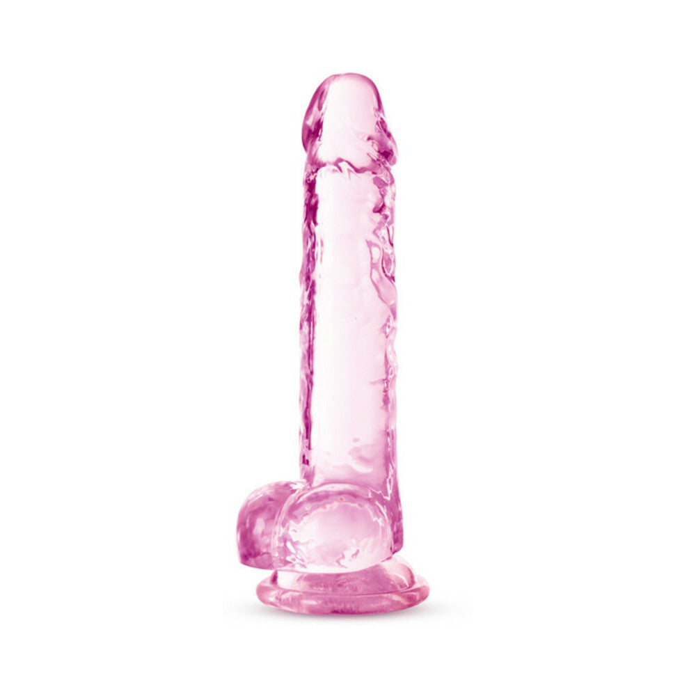 Blush Naturally Yours Crystalline 7 in. Dildo with Balls & Suction Cup Rose