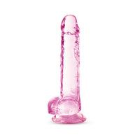 Blush Naturally Yours Crystalline 7 in. Dildo with Balls & Suction Cup Rose