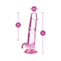 Blush Naturally Yours Crystalline 7 in. Dildo with Balls & Suction Cup Rose