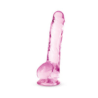 Blush Naturally Yours Crystalline 8 in. Dildo with Balls & Suction Cup Rose