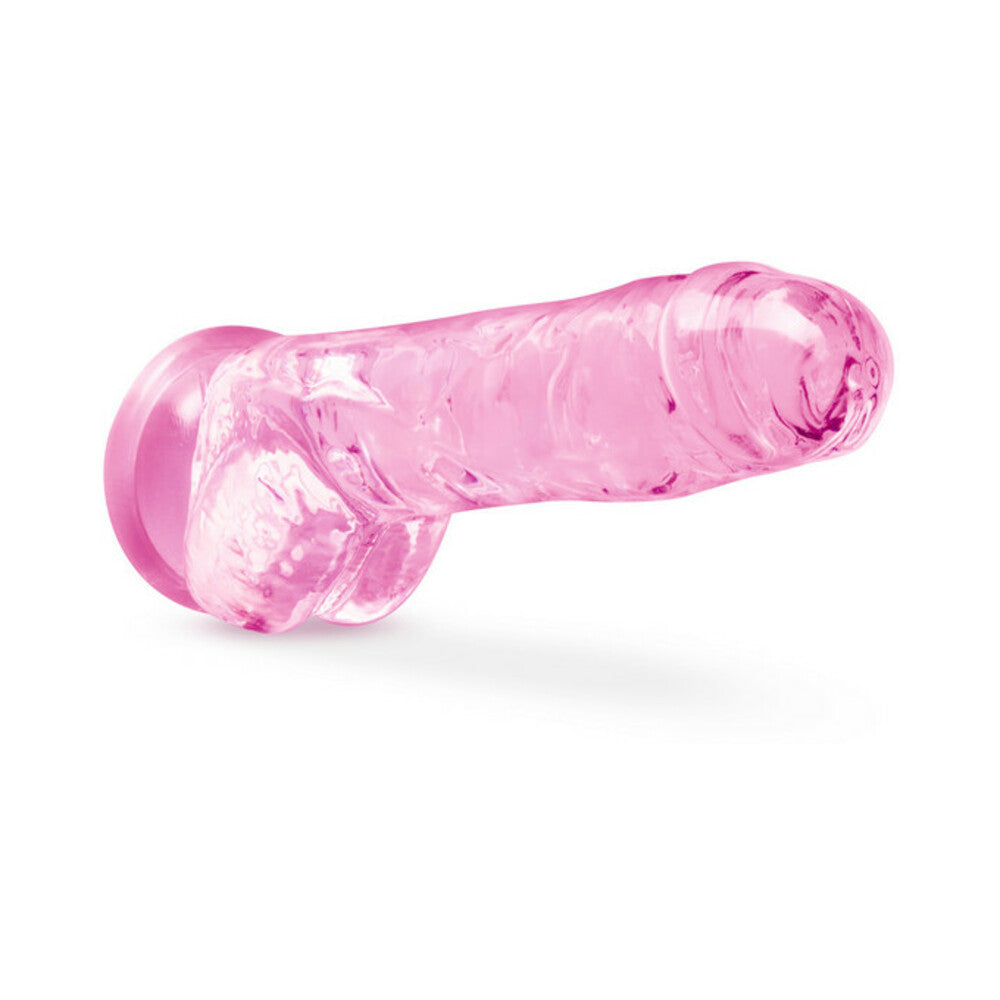 Blush Naturally Yours Crystalline 8 in. Dildo with Balls & Suction Cup Rose