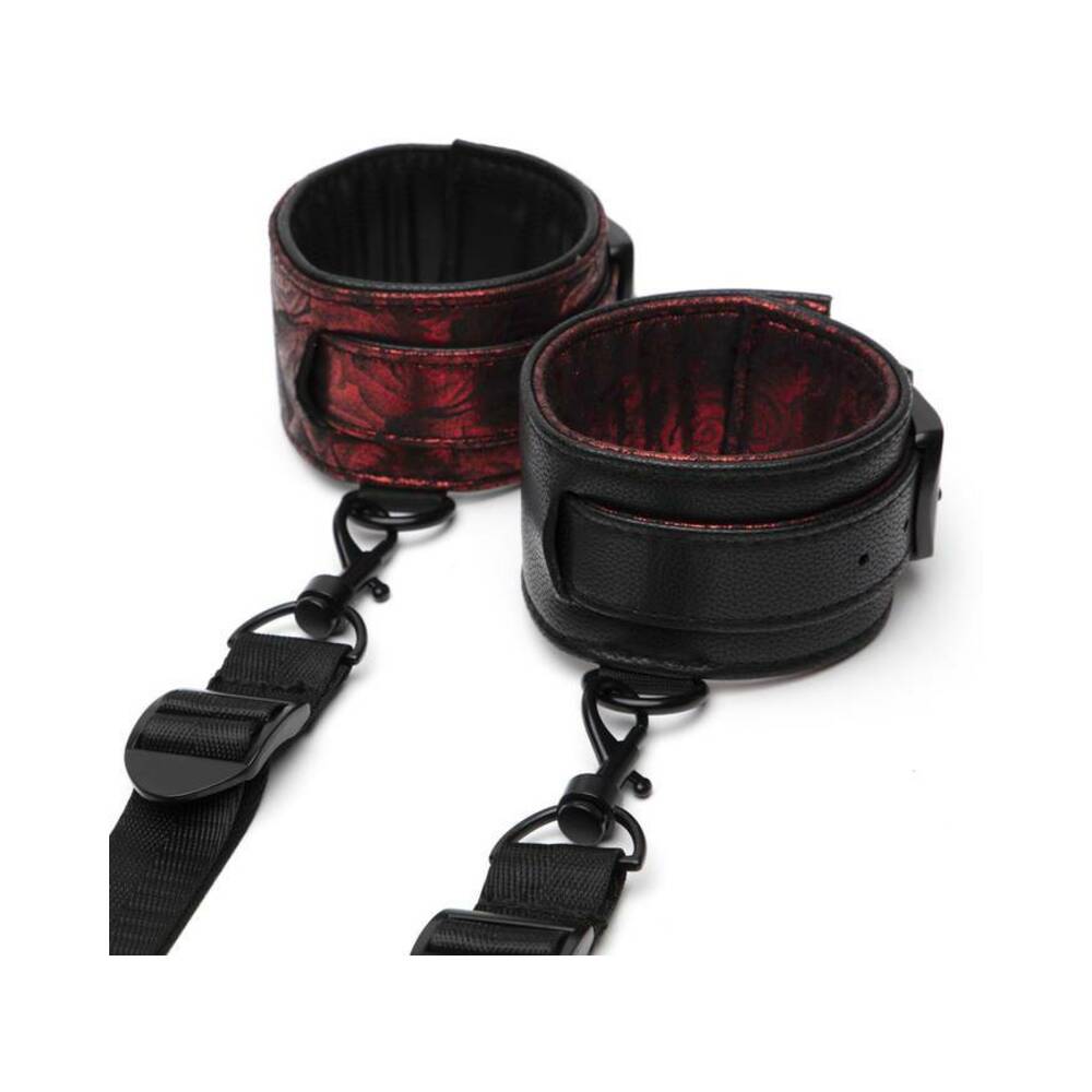 Fifty Shades of Grey Sweet Anticipation Faux Leather Reversible Under Mattress Restraint Set Red/Black