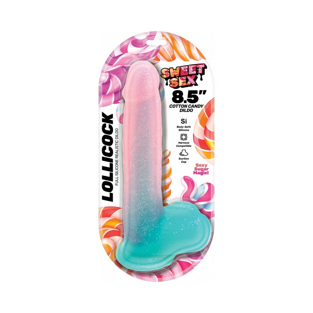 Sweet Sex Lollicock Dildo With Suction Cup Cotton Candy 8.5 in.