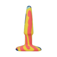 A-Play Groovy Silicone Anal Plug 4 in. Multi-Colored, Yellow