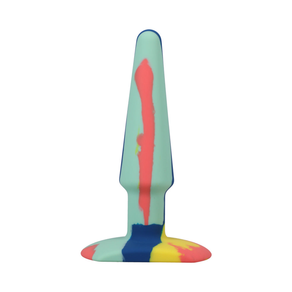 A-Play Groovy Silicone Anal Plug 5 in. Multi-Colored, Yellow