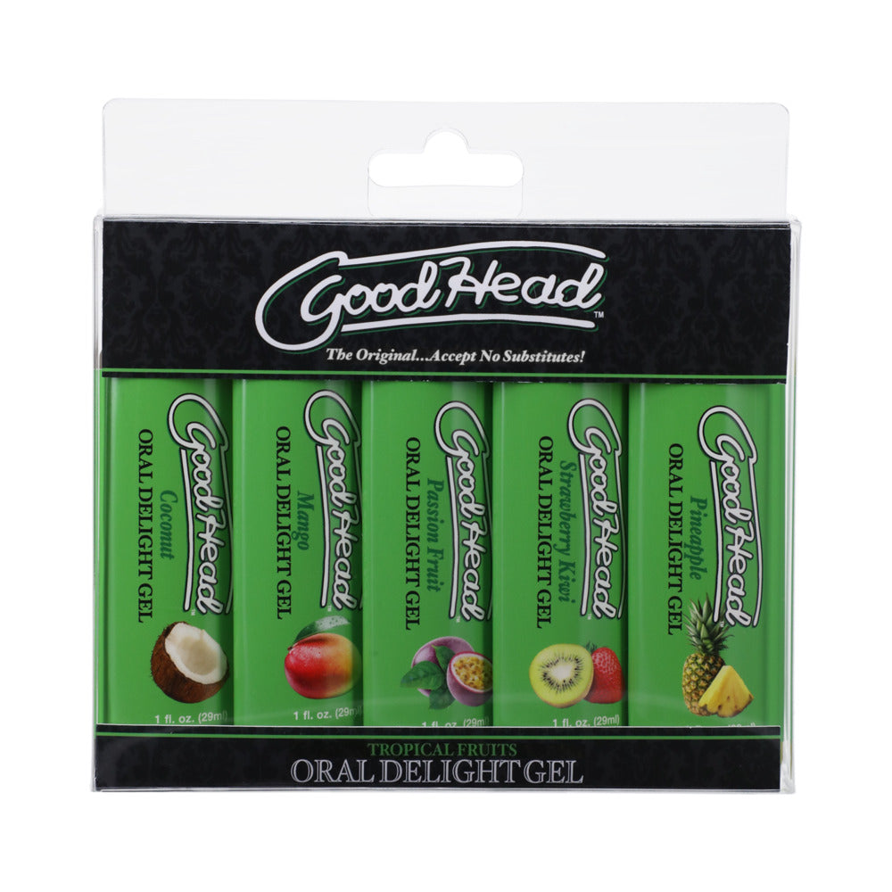 GoodHead Oral Delight Gel Tropical Fruits 5 Pack 1 oz. Pineapple, Passion Fruit, Mango, Coconut, Strawberry Kiwi