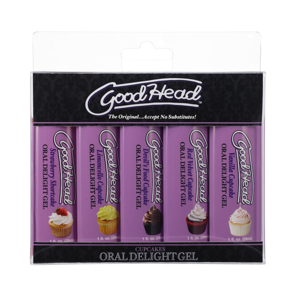 GoodHead Oral Delight Gel Cupcake 5 Pack 1 oz. Vanilla Cupcake, Devil's Food Cupcake, Strawberry Shortcake, Limoncello Cupcake, Red Velvet Cupcake