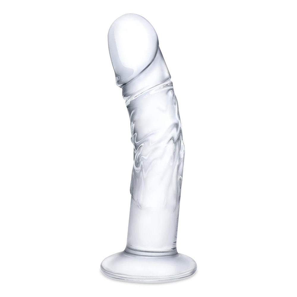 Glas 7 in. Curved Realistic Glass Dildo with Veins