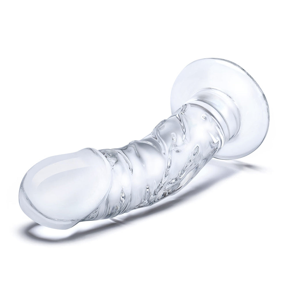 Glas 7 in. Curved Realistic Glass Dildo with Veins