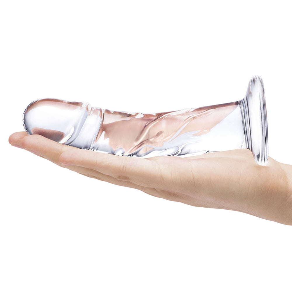 Glas 7 in. Curved Realistic Glass Dildo with Veins