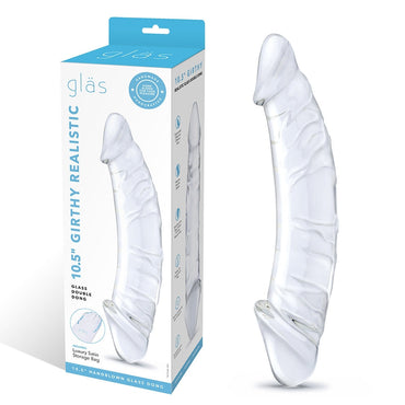 Glas 10.5 in. Girthy Realistic Glass Double Dong Dildo