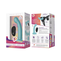 Pegasus 6 in. Ripple P-Spot / G-Spot Peg Rechargeable Remote-Controlled Silicone Dildo & Adjustable Harness Set Blue