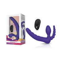 Pegasus 7 in. DP Strapless Strap-On Rechargeable Remote-Controlled Silicone Dual Entry Dildo Purple