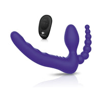 Pegasus 7 in. DP Strapless Strap-On Rechargeable Remote-Controlled Silicone Dual Entry Dildo Purple