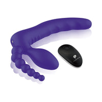 Pegasus 7 in. DP Strapless Strap-On Rechargeable Remote-Controlled Silicone Dual Entry Dildo Purple