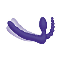 Pegasus 7 in. DP Strapless Strap-On Rechargeable Remote-Controlled Silicone Dual Entry Dildo Purple