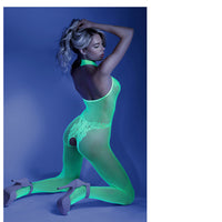 Fantasy Lingerie Glow Moonbeam Crotchless Bodystocking Green O/S