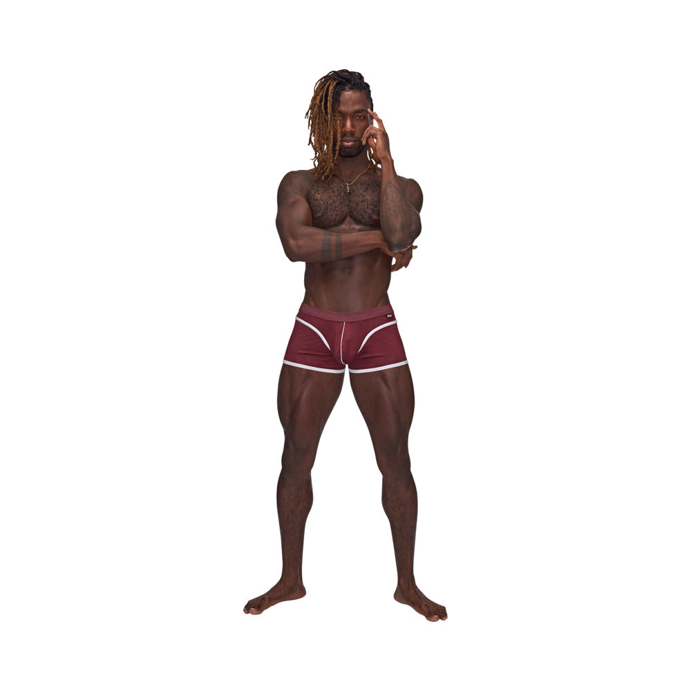 Male Power Sport Mesh Sport Mini Short Burgundy M