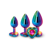 Rear Assets 3-Piece Metal Plug Kit Multicolor/Rainbow Heart