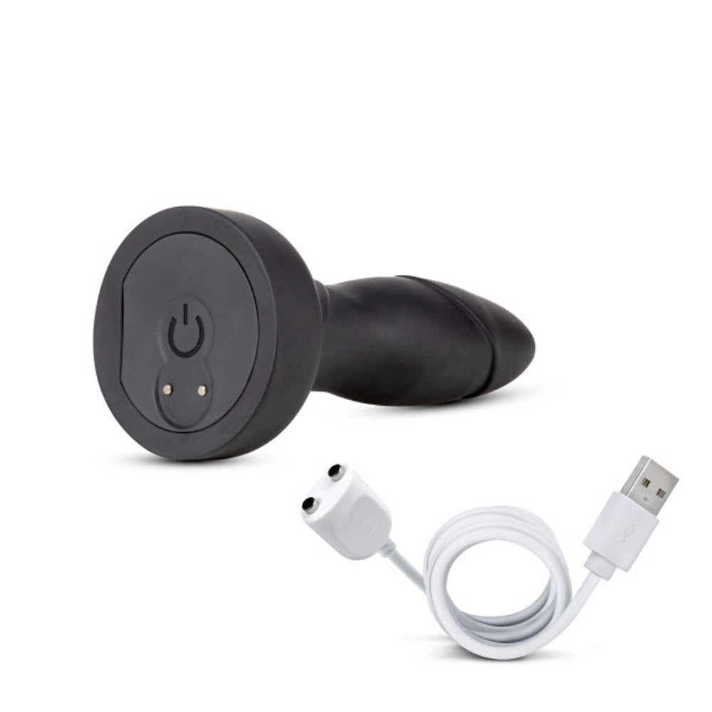 Blush Anal Adventures Platinum†Rechargeable Remote-Controlled Vibrating & Rotating Silicone Drive Plug Black