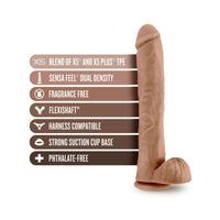 Blush Au Naturel Daddy 14 in. Posable Dual Density Dildo with Balls & Suction Cup Tan