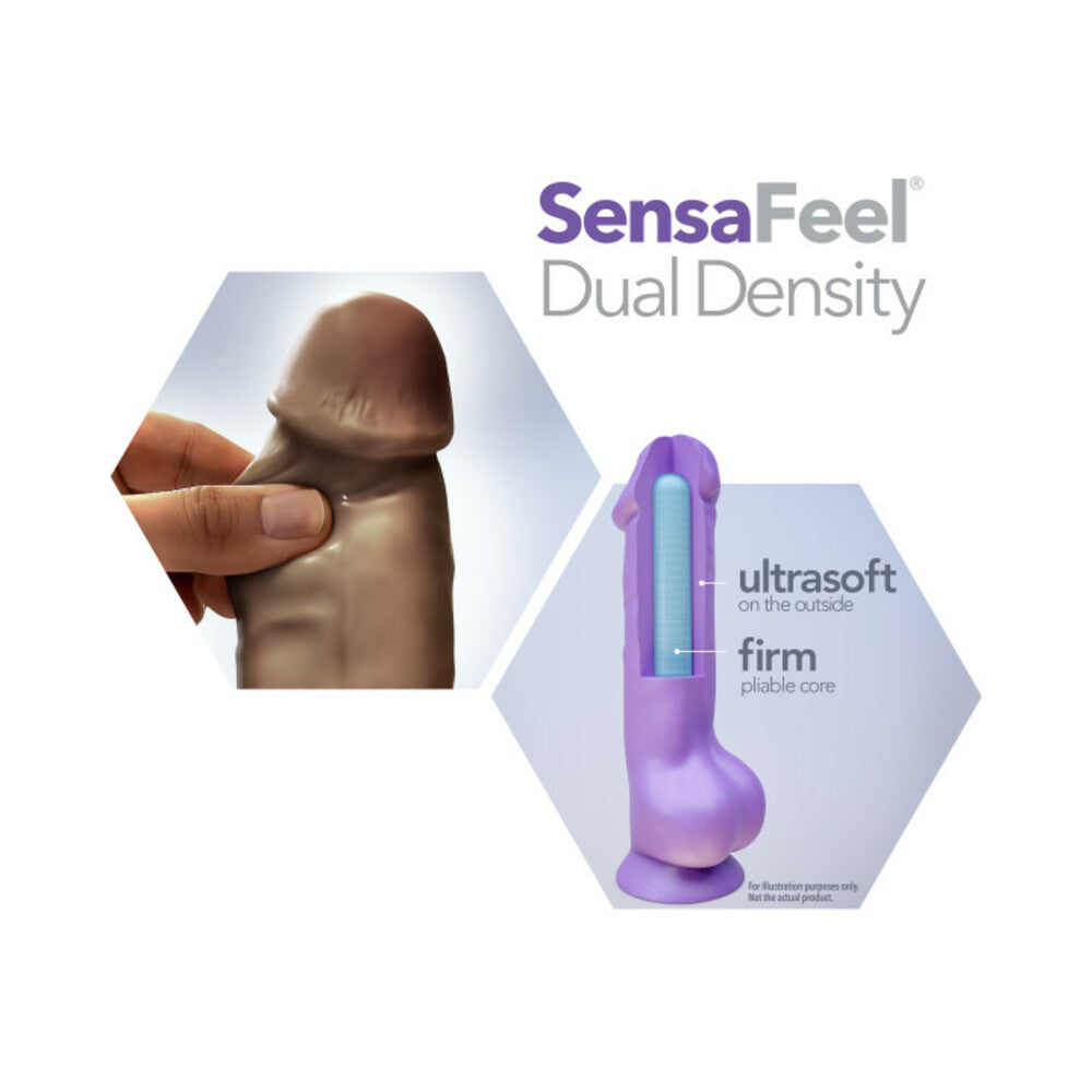 Blush Au Naturel Huge 10 in. Posable Dual Density Dildo with Balls & Suction Cup Brown