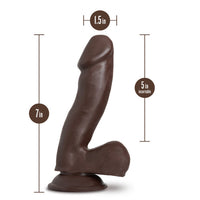 Blush Au Naturel Troy 6 in. Posable Dual Density Dildo with Balls & Suction Cup Brown