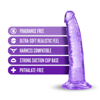 Blush B Yours Plus Lust n' Thrust 7 in. Dildo with Suction Cup Purple